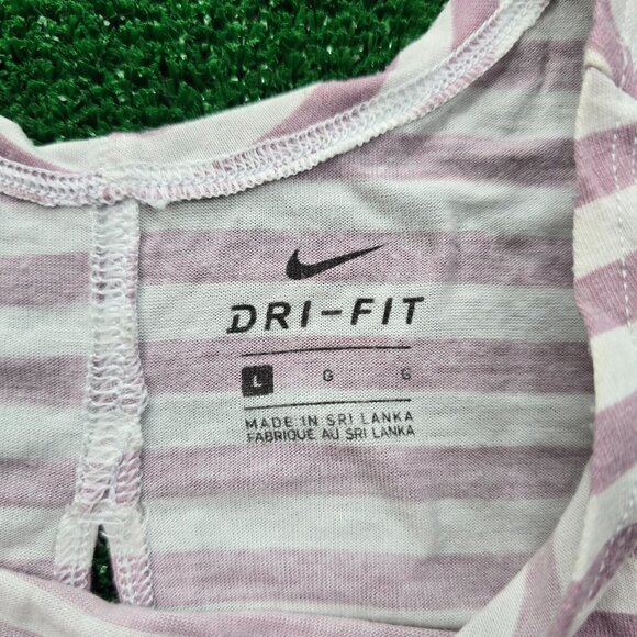 Nike Tank Top Womens Large Pink Striped Sleeveless Cropped Halter Gym Yoga - Picture 6 of 10